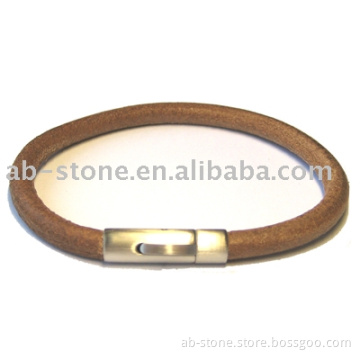 leather bracelet with steel clasp